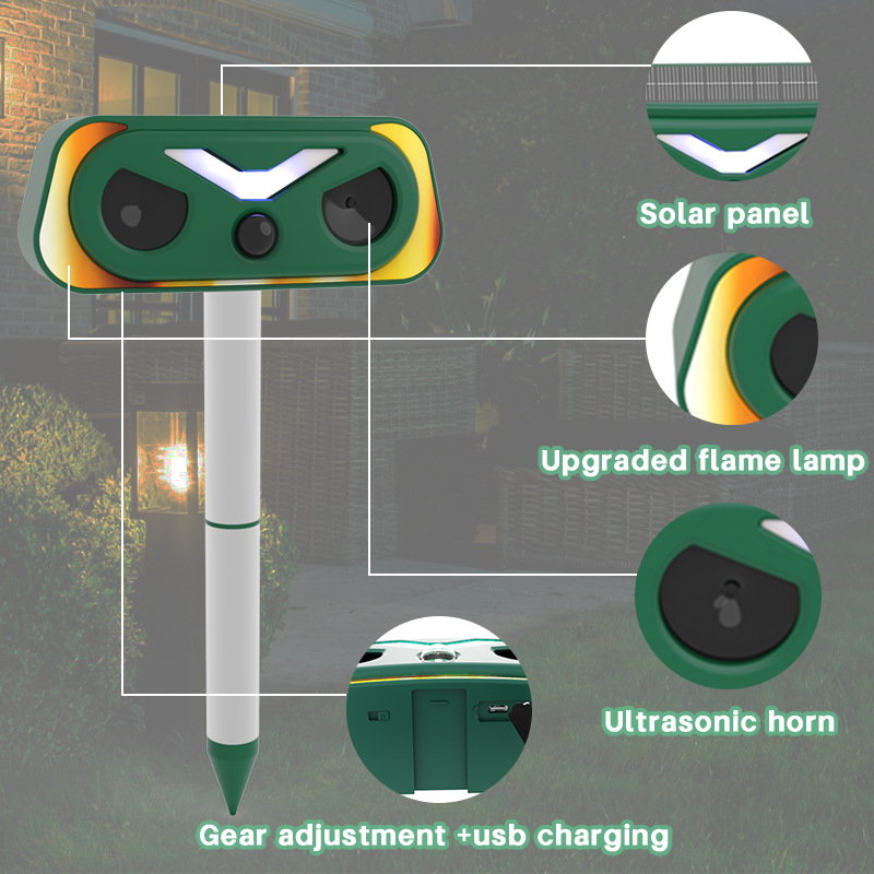 Solar-powered ultrasonic animal repeller YQ-DW-202 