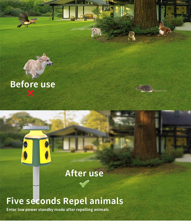 360° Solar-Powered Ultrasonic Animal Repeller