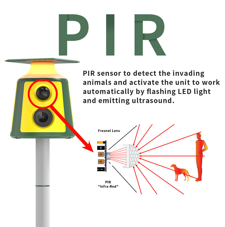 360° Solar-Powered Ultrasonic Animal Repeller