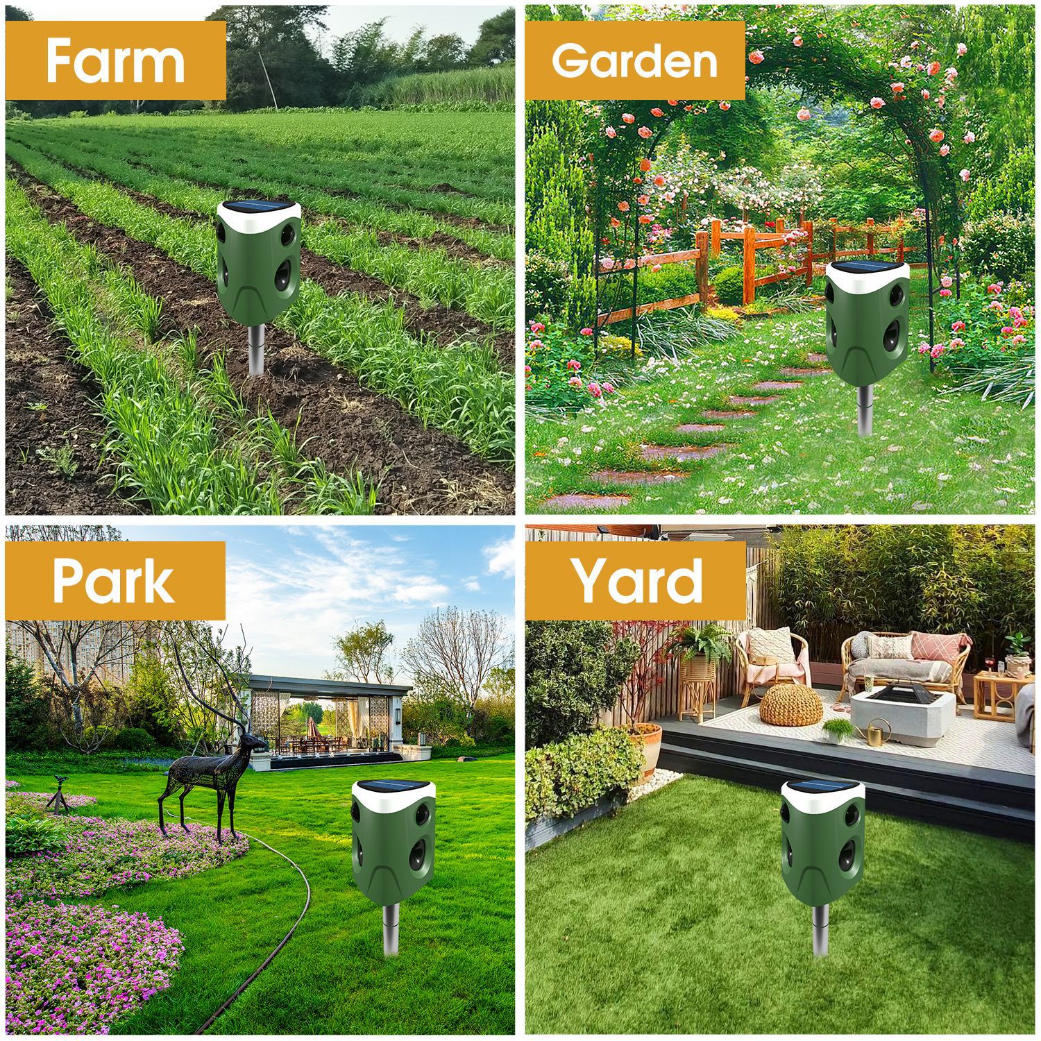 360° Solar-Powered Ultrasonic Animal Repeller