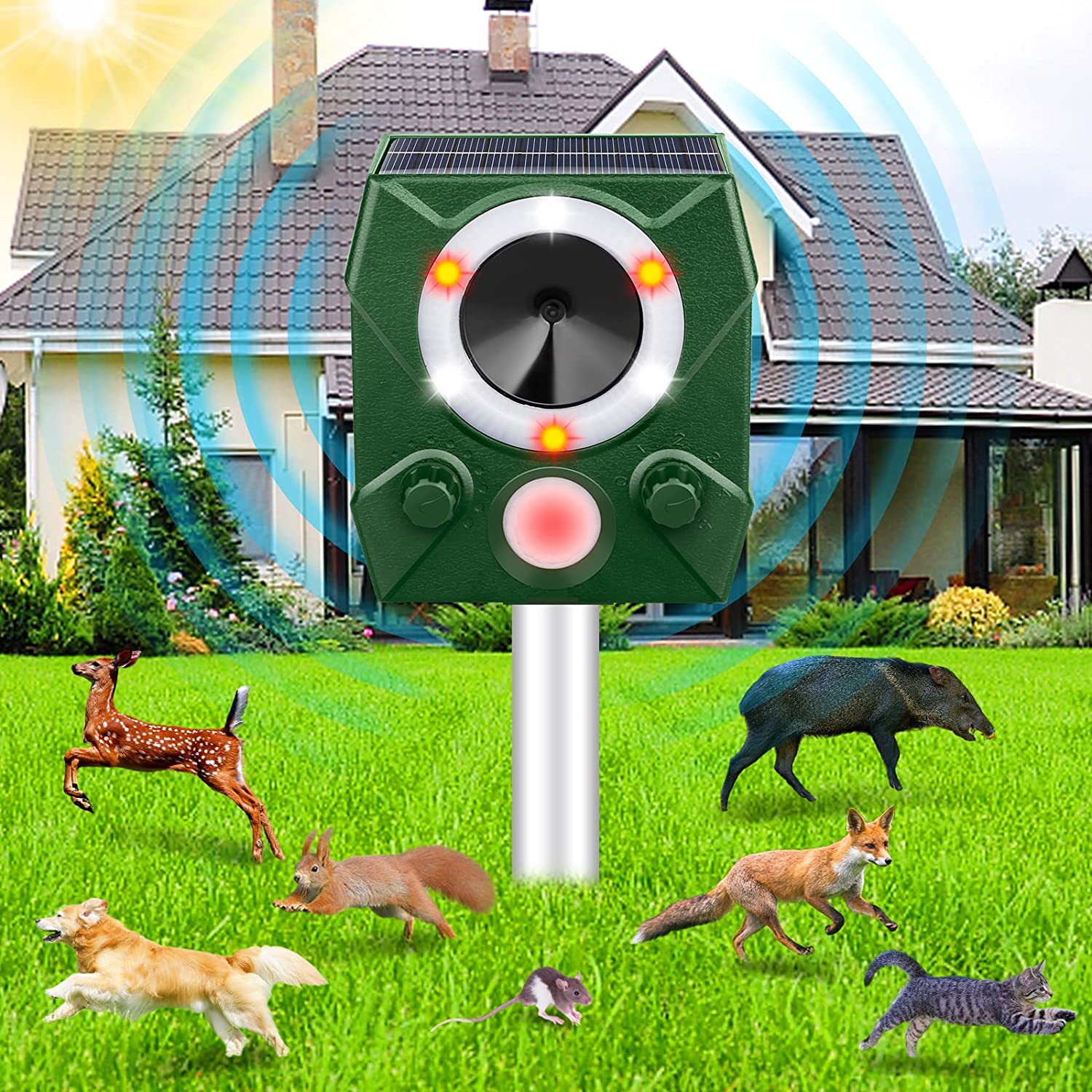 Solar-Powered Ultrasonic Animal Repeller
