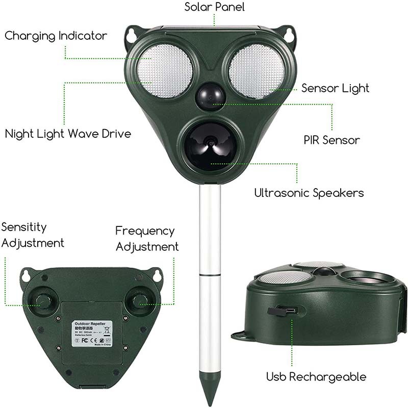 Solar-Powered Ultrasonic Animal Repeller