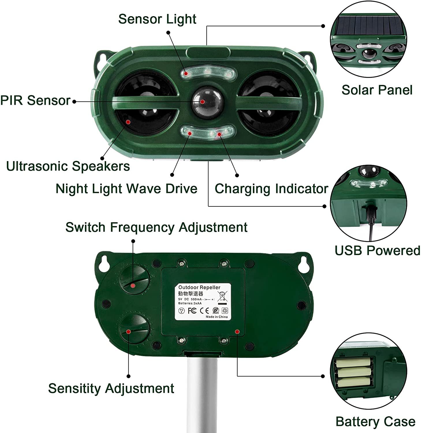 Solar-Powered Ultrasonic Animal Repeller