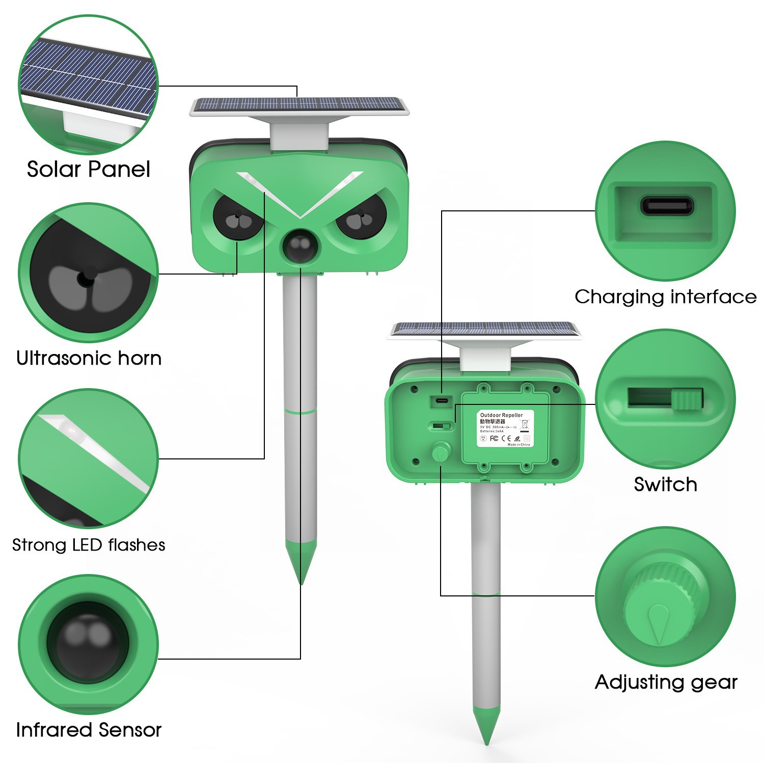 Solar-Powered Ultrasonic Animal Repeller