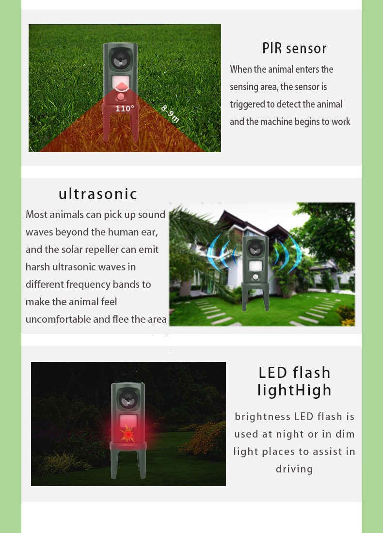 Solar-Powered Ultrasonic Animal Repeller