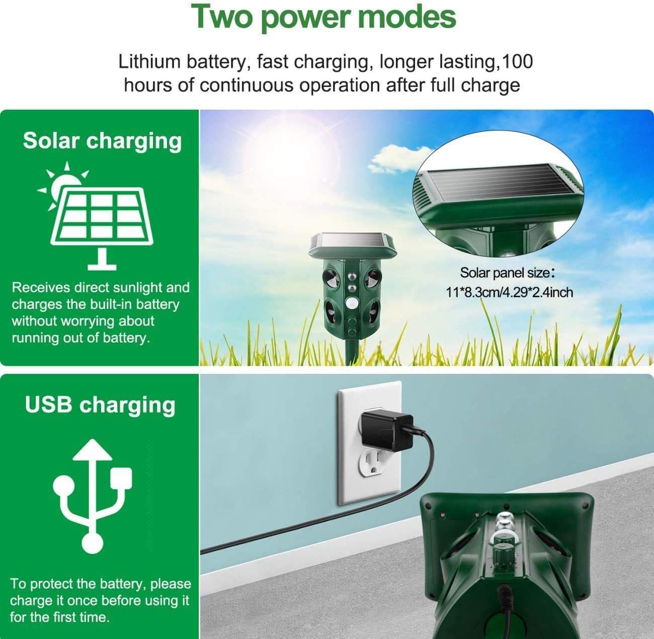 Solar-Powered Ultrasonic Animal Repeller (Four Horns)