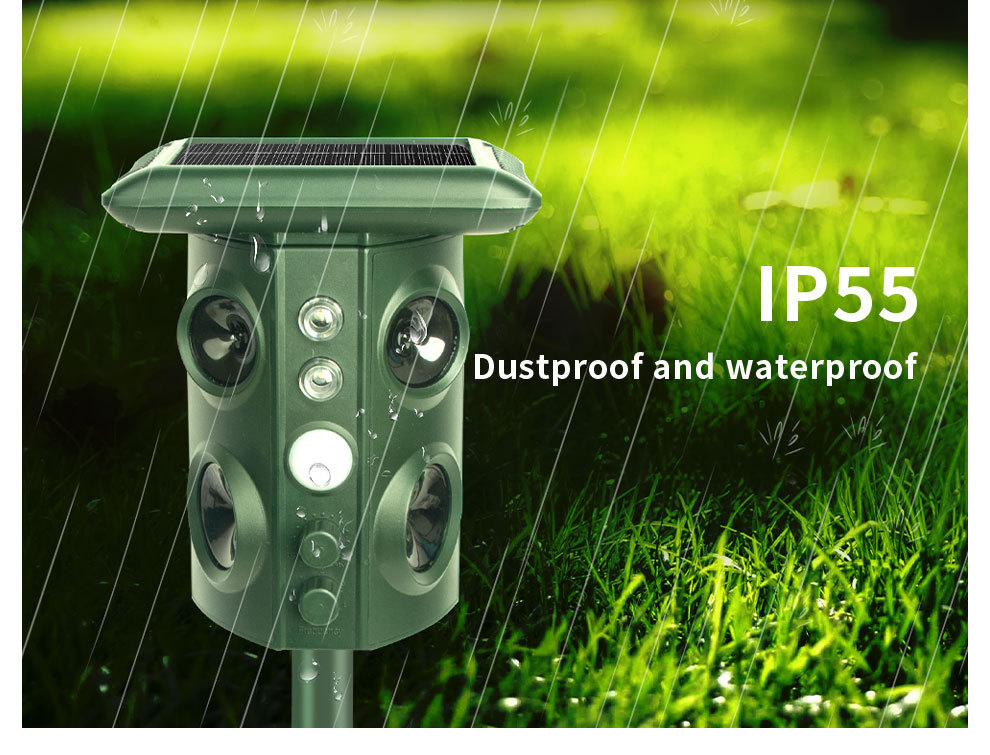 Solar-Powered Ultrasonic Animal Repeller (Four Horns)