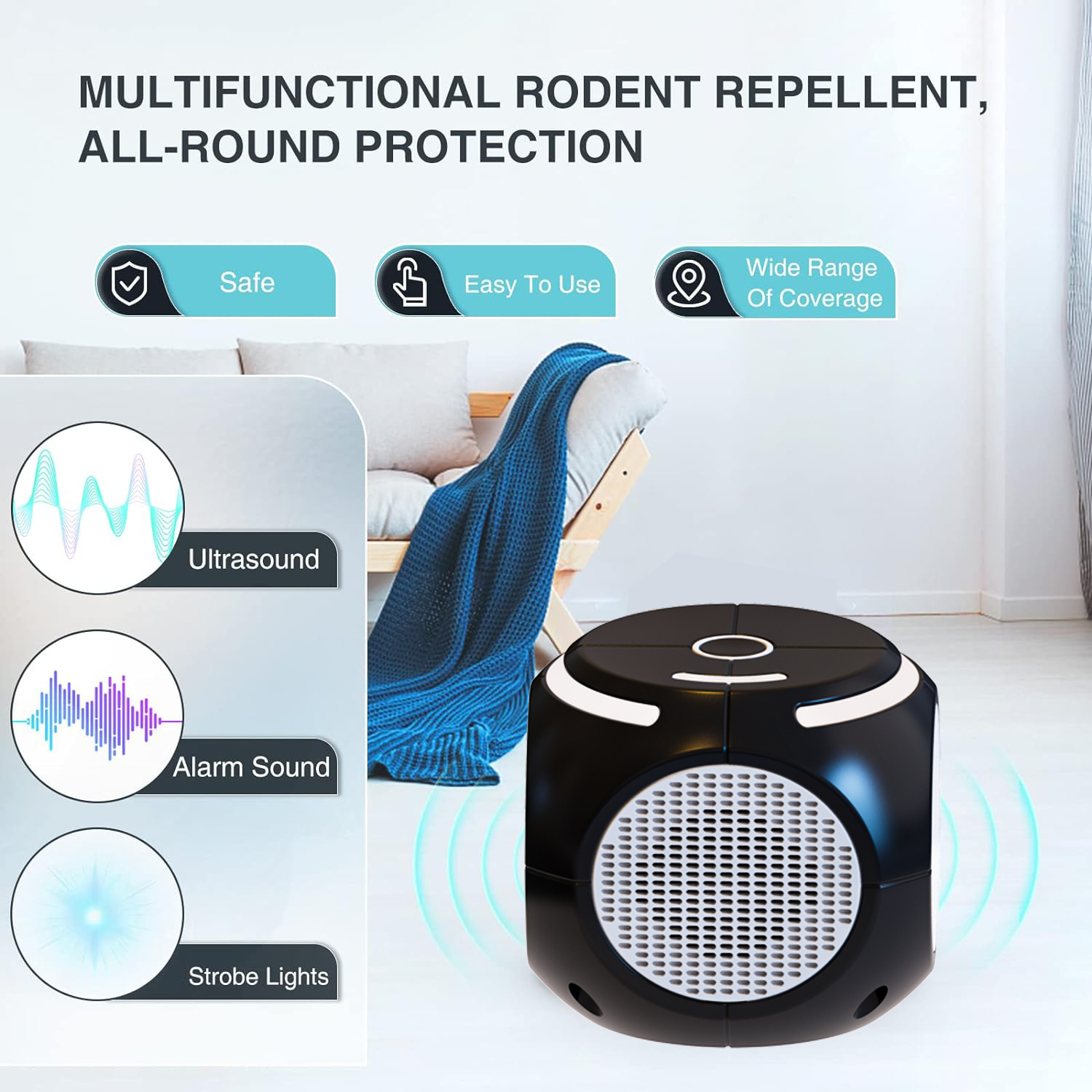 Ultrasonic Stroboscopic Light Rodent Repeller