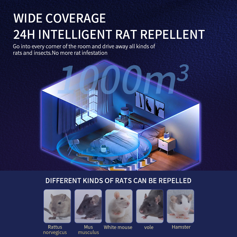 AI Intelligent Sonic Pulse Resonance Rodent Repeller YQ-WS-08