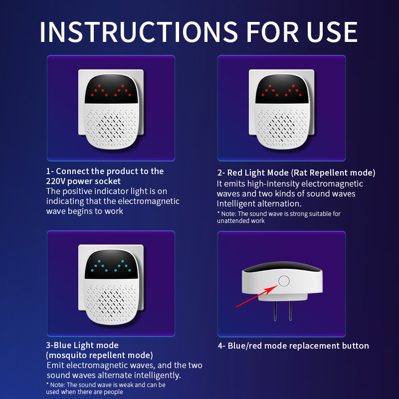 AI Intelligent Sonic Pulse Resonance Rodent Repeller YQ-WS-08