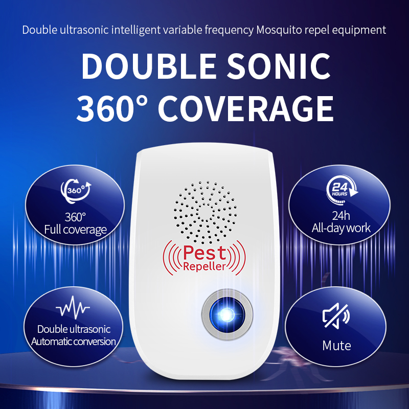 Dual Speaker Ultrasonic Intelligent Inverter Mosquito Repeller YQ-WS-02