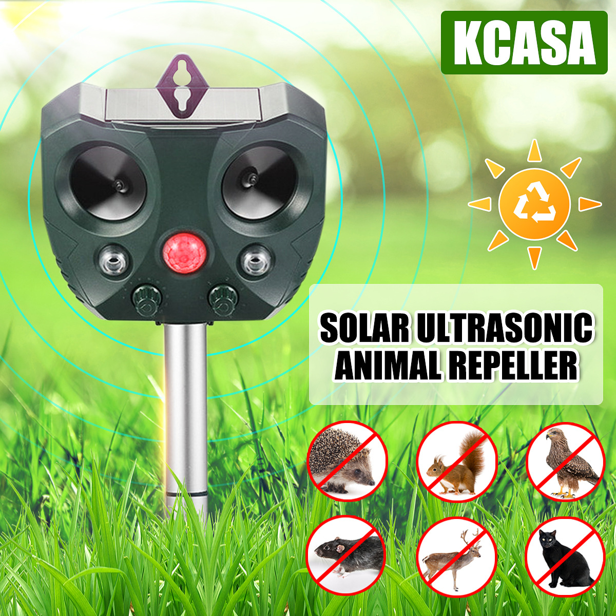 Solar-powered ultrasonic animal repellent YQ-DW-203