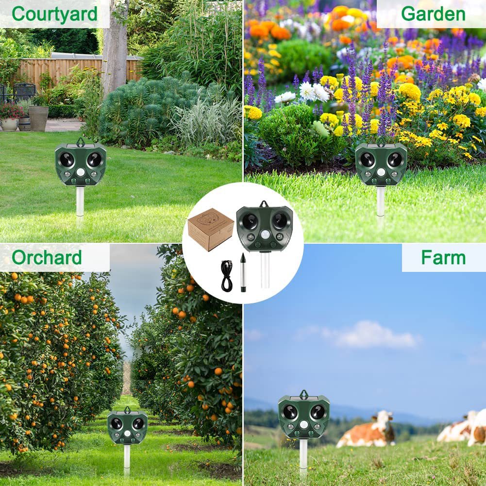 Solar-powered ultrasonic animal repellent YQ-DW-203