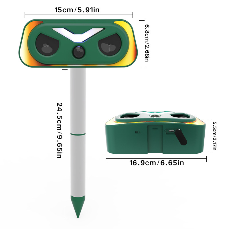 Solar-powered ultrasonic animal repeller YQ-DW-202