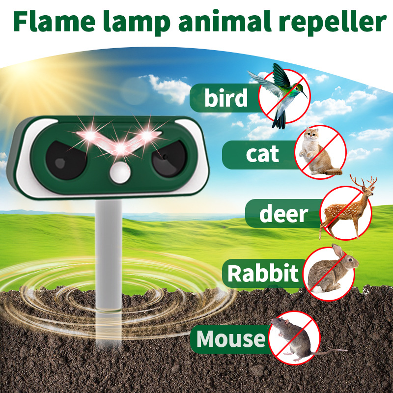 Solar-powered ultrasonic animal repeller YQ-DW-202