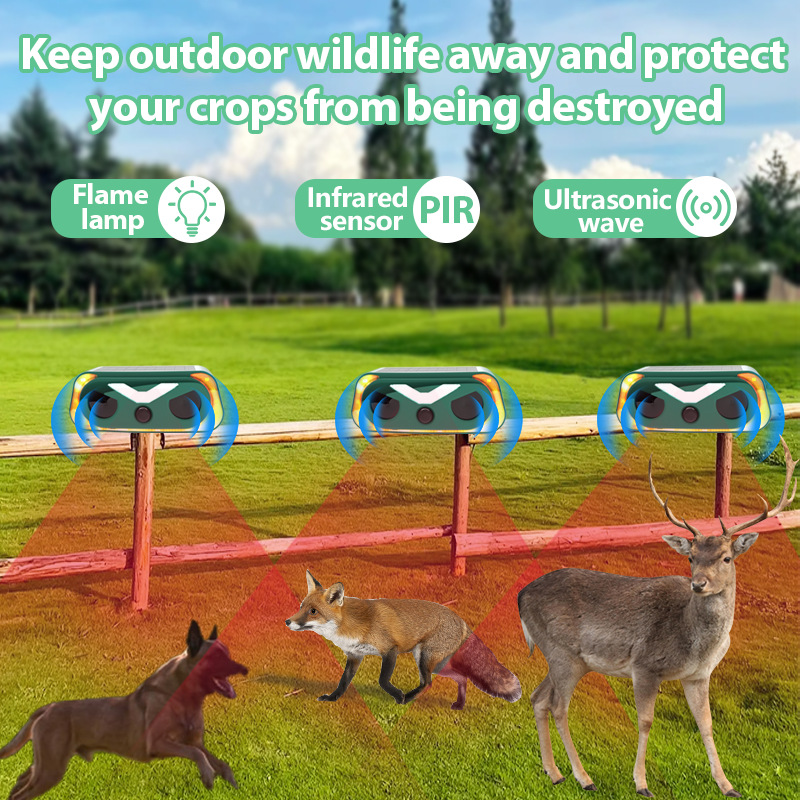 Solar-powered ultrasonic animal repeller YQ-DW-202