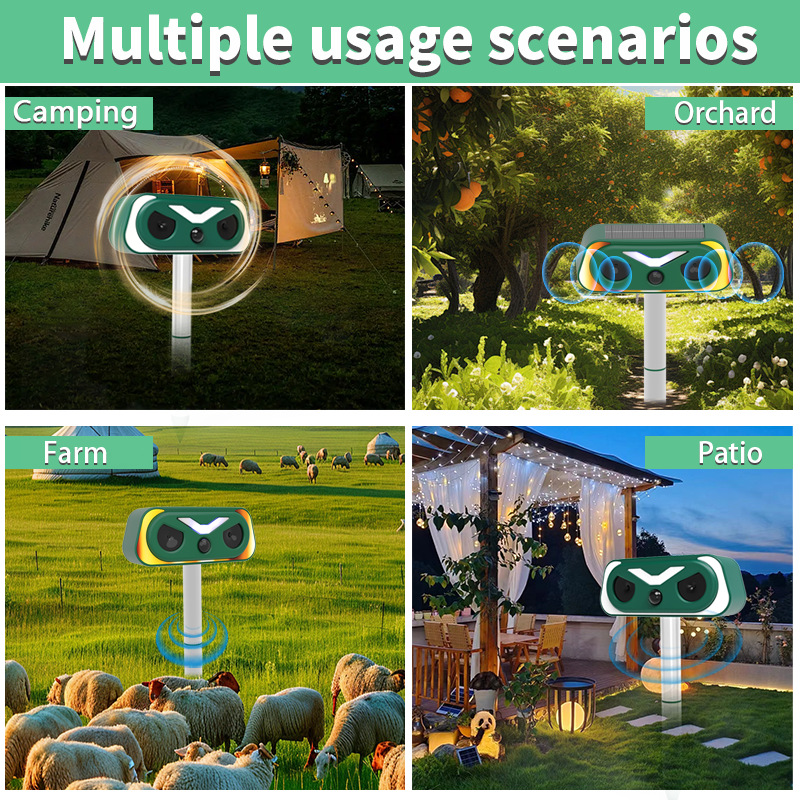 Solar-powered ultrasonic animal repeller YQ-DW-202