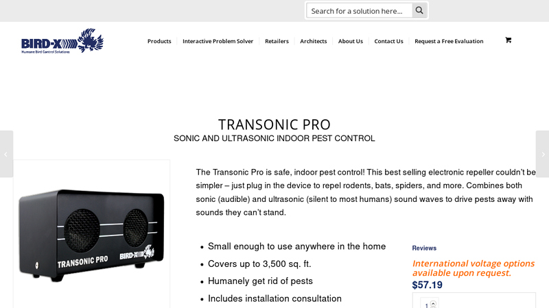 Transonic PRO | Bird-X Sonic/Ultrasonic Indoor Pest Control