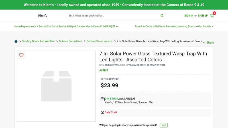 7 In. Solar Power Glass Textured Wasp Trap With Led Lights - KLEMS