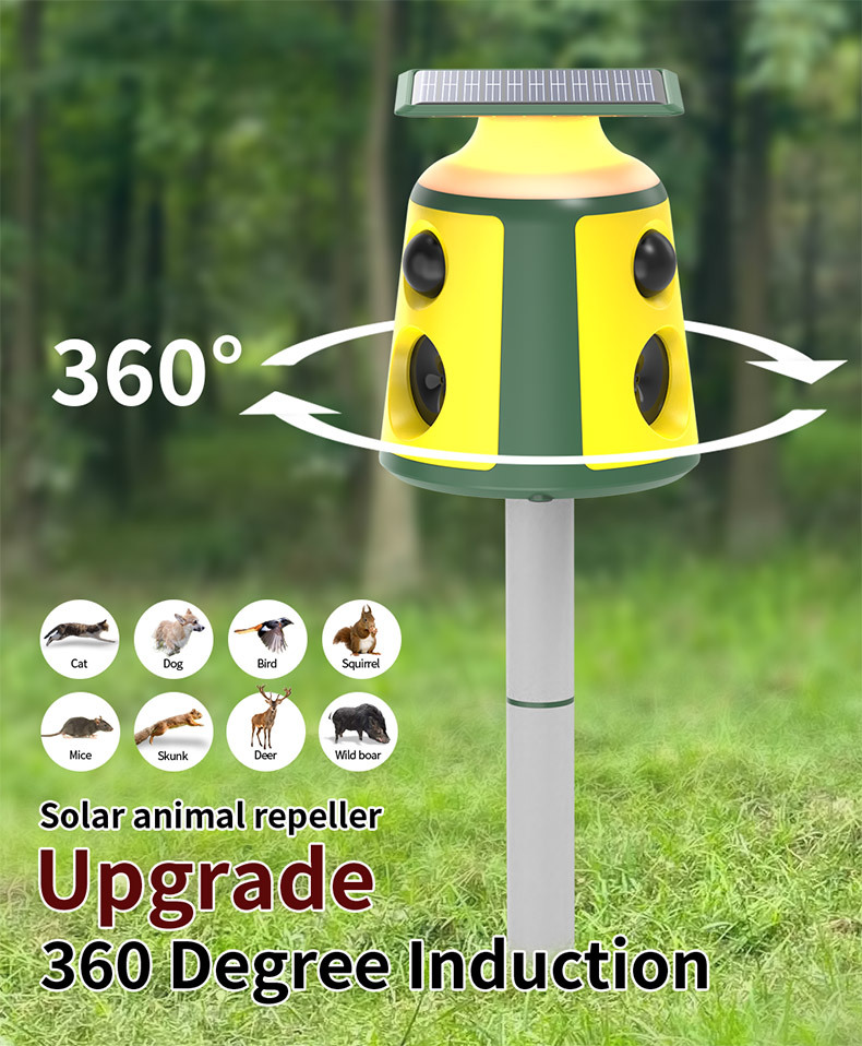 360° Solar-Powered Ultrasonic Animal Repeller