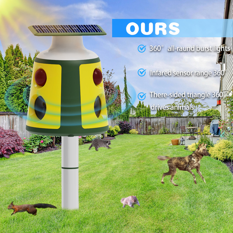 360° Solar-Powered Ultrasonic Animal Repeller
