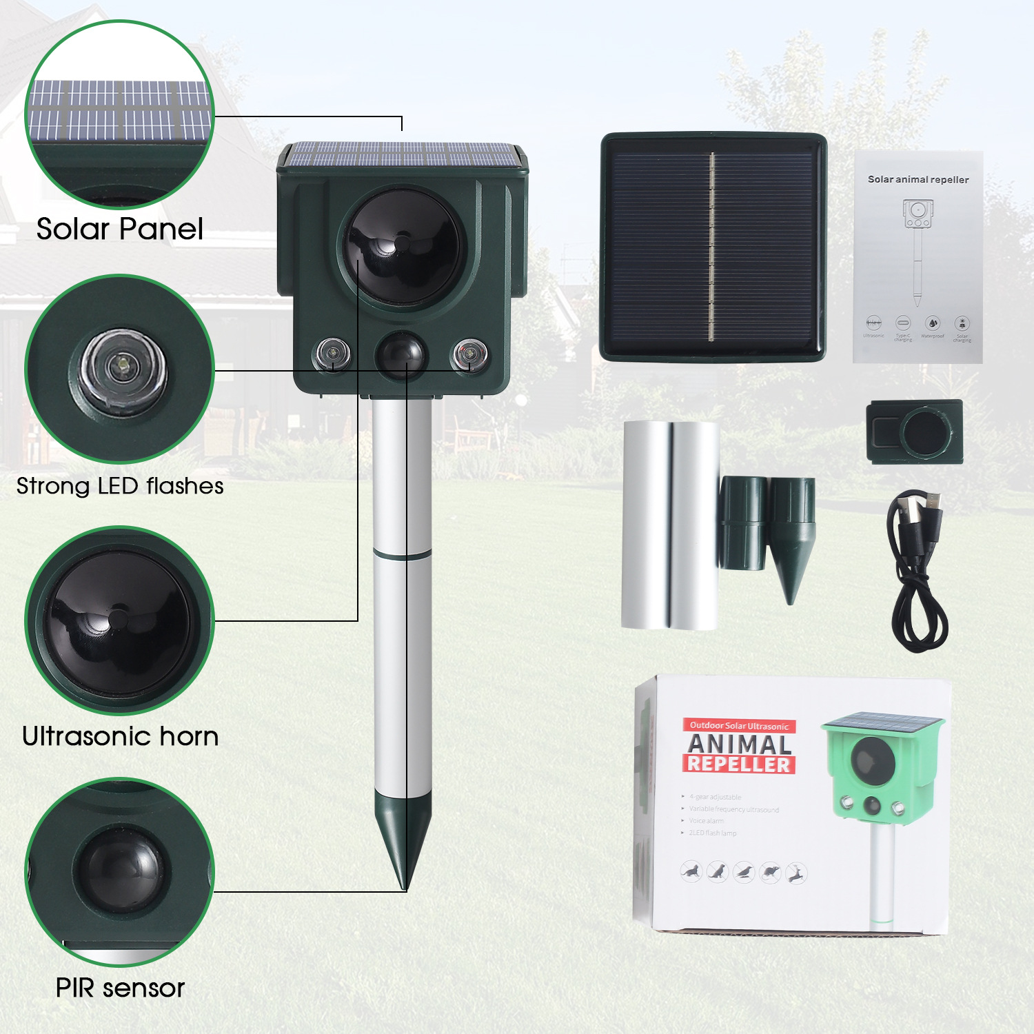Solar-Powered Ultrasonic Animal Repeller