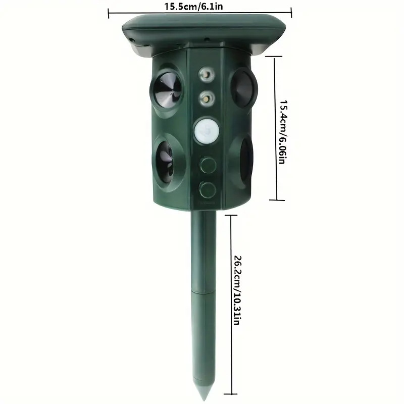 Solar-Powered Ultrasonic Animal Repeller (Four Horns)
