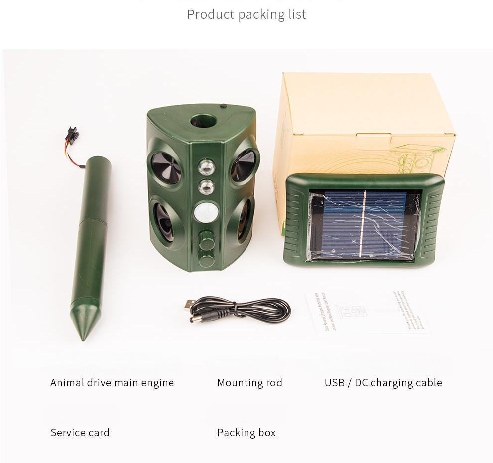 Solar-Powered Ultrasonic Animal Repeller (Four Horns)