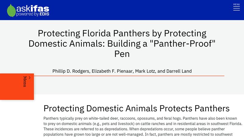 Protecting Florida Panthers by Protecting Domestic Animals