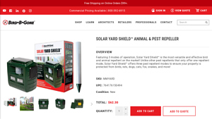 Bird-B-Gone - Solar Yard Shield™ Animal & Pest Repeller
