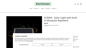 Briteman - SUNNA Solar Light with Mosquito Repellent