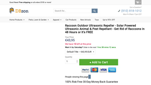 DBzon - Solar Powered Raccoon Outdoor Ultrasonic Repeller