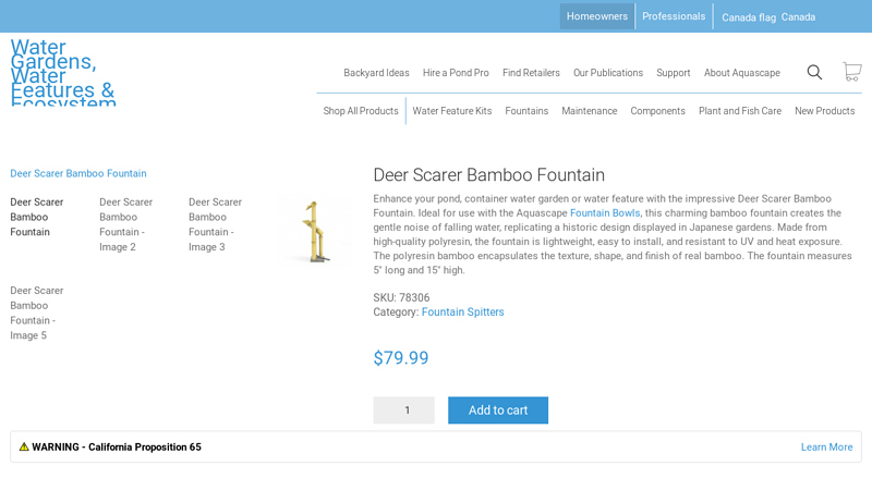Deer Scarer Bamboo Fountain - Aquascape