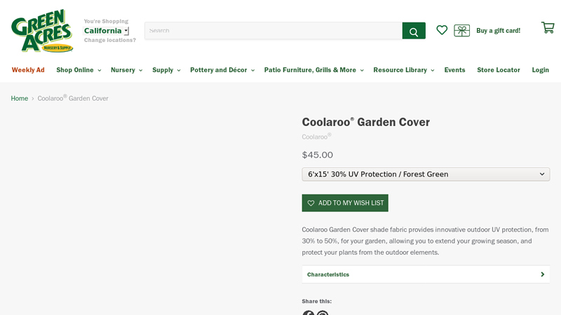 Coolaroo® Garden Cover - Green Acres