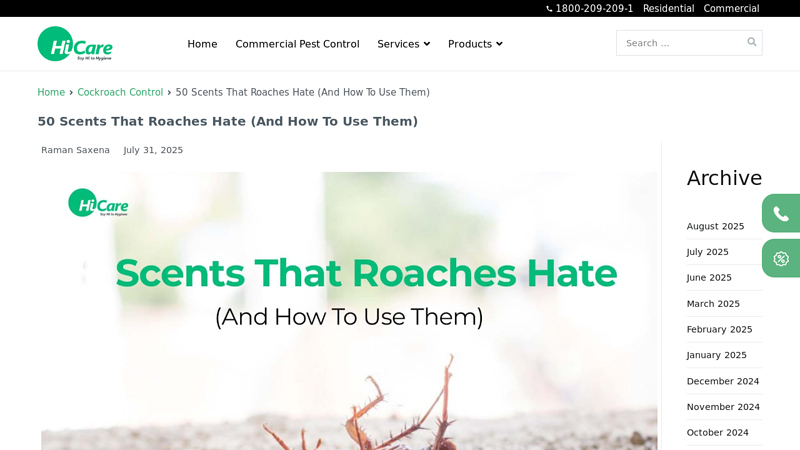 Top 50 Smells that Cockroaches Hate & How to Use Them | HiCare