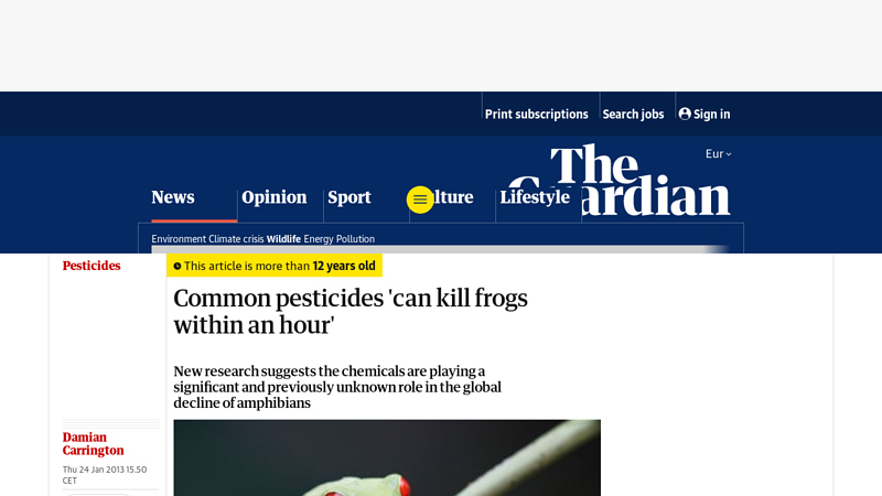 Common pesticides 'can kill frogs within an hour' - The Guardian