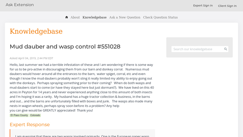 Mud dauber and wasp control #551028 - Ask Extension