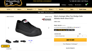 Midwest Boots - Men's Avenger Alloy Toe Wedge Sole Athletic Work Shoe A323