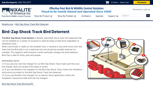 Nixalite - Bird-Zap Shock Track System