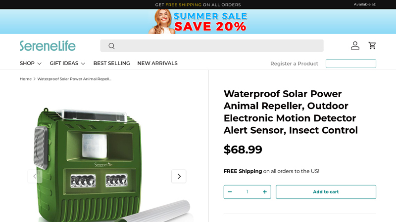 Waterproof Solar Power Animal Repeller, Outdoor Electronic Motion ...