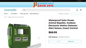 Serene Life - Waterproof Solar Power Animal Repeller