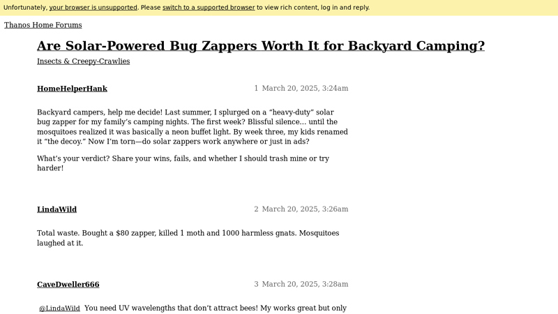 Are Solar-Powered Bug Zappers Worth It for Backyard Camping?