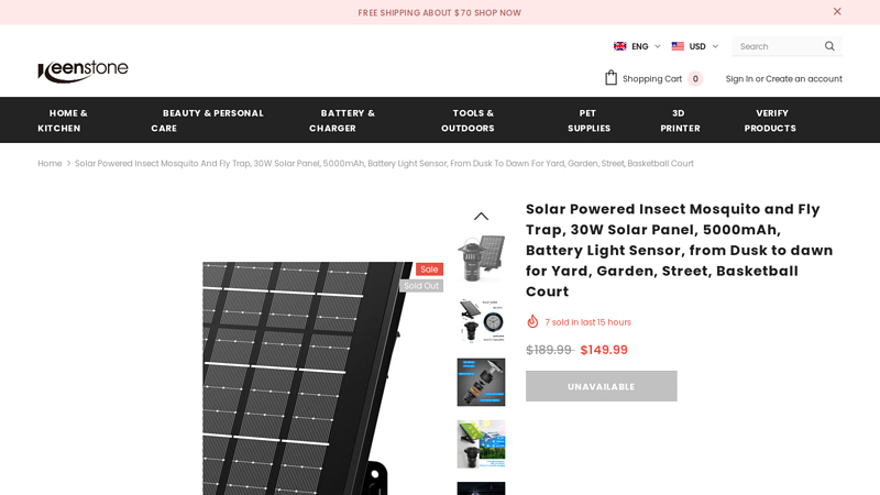 Solar Powered Insect Mosquito and Fly Trap, 30W ... - Keenstone.com