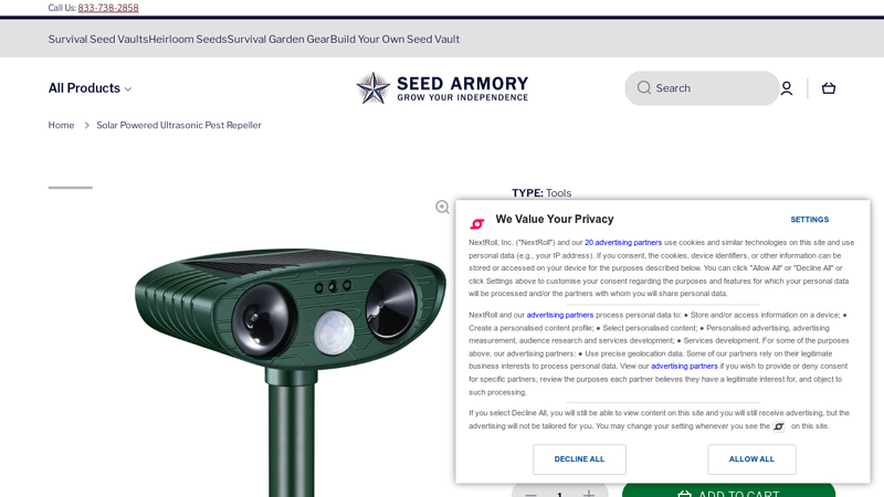 Solar Powered Ultrasonic Pest Repeller - Seed Armory