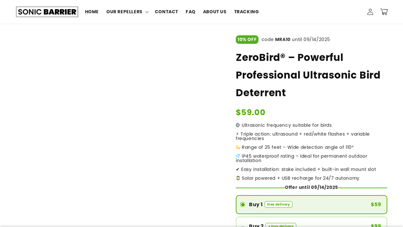 ZeroBird® – Powerful Professional Ultrasonic Bird Deterrent