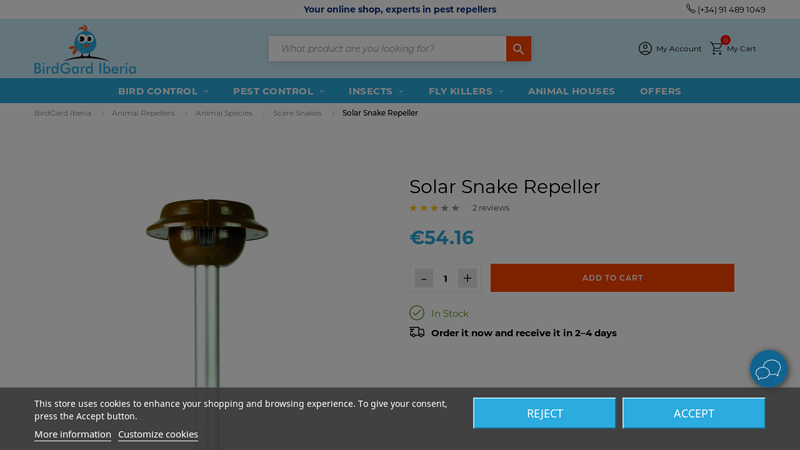 Solar Snake Repeller - Weitech - WK2030 - BirdGard Iberia