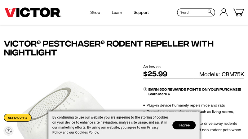 Victor® PestChaser® Rodent Repellent With Nightlight | CBM75K
