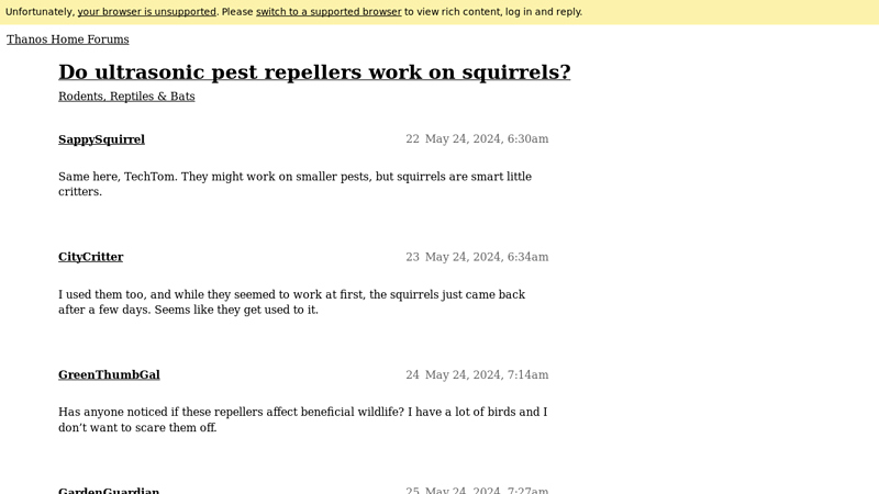 Do ultrasonic pest repellers work on squirrels? - Thanos Home Forums