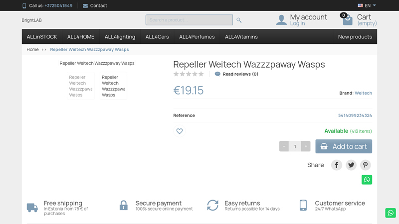 Repeller Weitech Wazzzpaway Wasps - BrightLAB