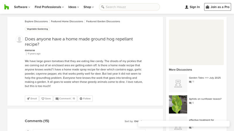 Does anyone have a home made ground hog repellant recipe?